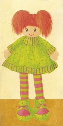 Framed Doll With Green Dress Print