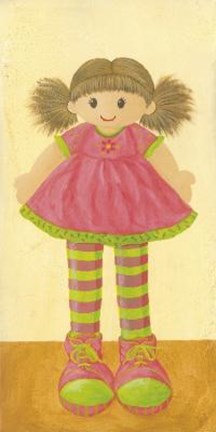 Framed Doll With Pink Dress Print