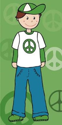 Framed Boy With Peace Sign On Shirt Print