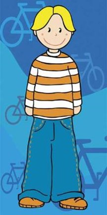 Framed Boy In Orange Striped Shirt Print