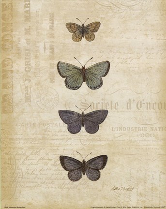 Framed Botanical Butterflies I Print