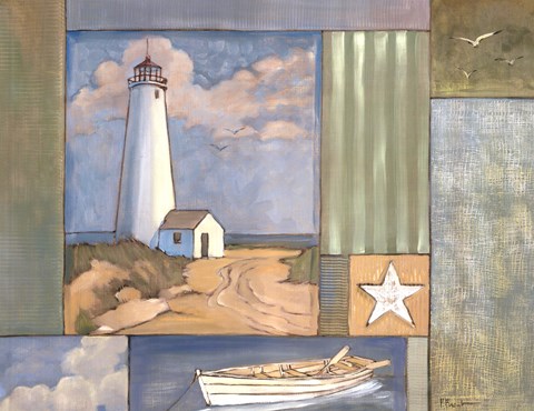 Framed Lighthouse Collage I Print