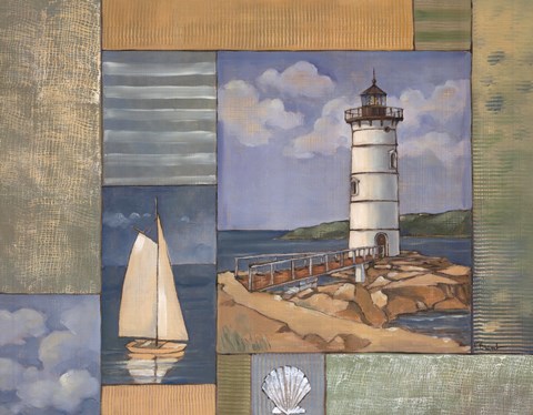 Framed Lighthouse Collage II Print