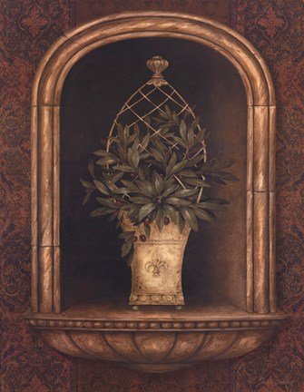 Framed Olive Topiary Niches II Print