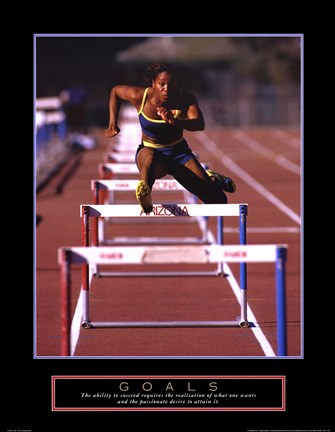 Framed Goals - Runner Jumping Hurdles Print