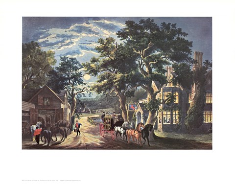 Framed Currier and Ives - Wayside Inn Print