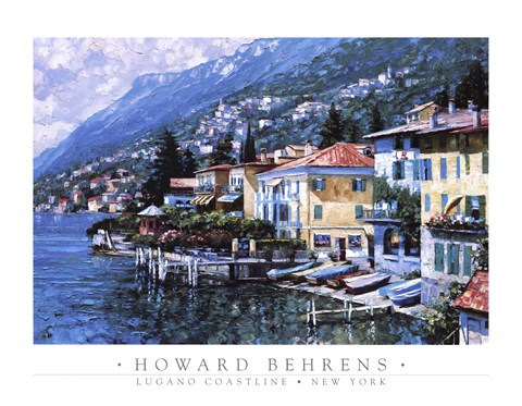Framed Lugano Coastline Print