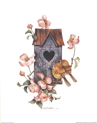 Framed Birdhouse with Yellow Throats Print