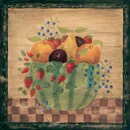 Framed Fruit Bowls Checkered Print