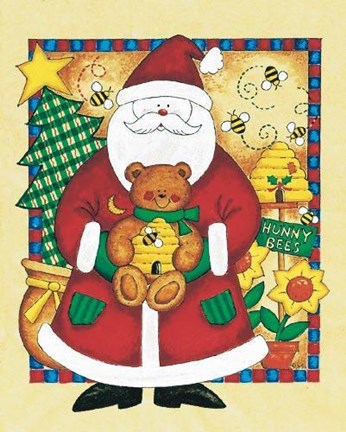 Framed Santa and Bear Print