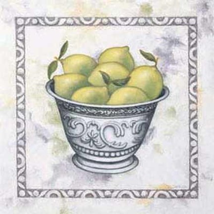 Framed Limes in Silver Bowl Print