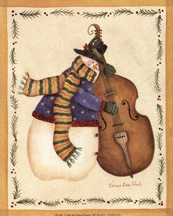 Framed Snowman Playing Cello Print