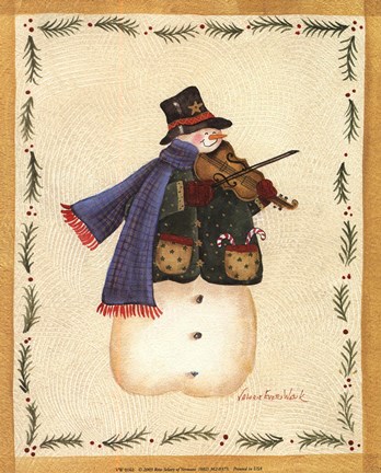 Framed Snowman Playing Fiddle Print