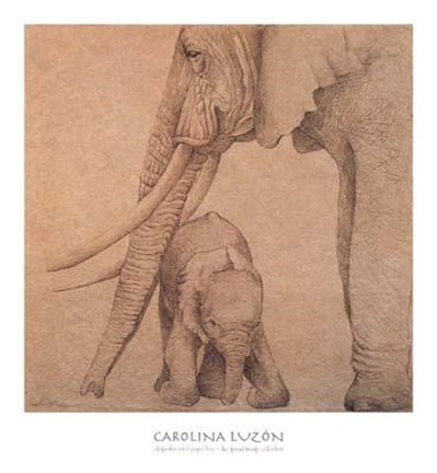 Framed Elefantes En El Papel Tres Print