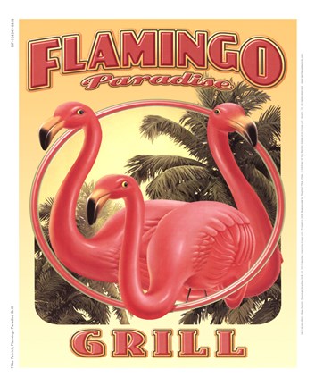 Framed Flamingo Paradise Grill Print