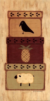 Framed Crow, Pineapple Print