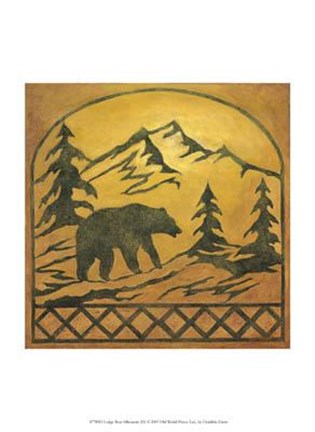 Framed Lodge Bear Silhouette Print