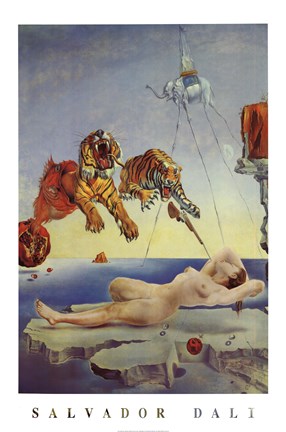 Framed Dream Caused by the Flight of a Bee Around a Pomegranate, A Second Before Awakening, c.1944 Print