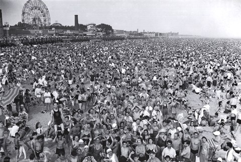 Framed Coney Island Beach Crowd Print