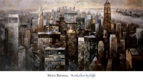 Framed Manhattan by Night Print