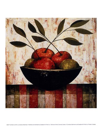 Framed Fruit Bowl on Silk Print