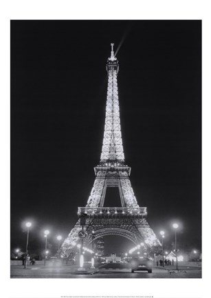 Framed Eiffel Tower at Night Print