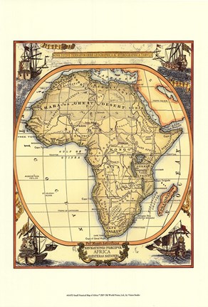 Framed Small Nautical Map Of Africa Print