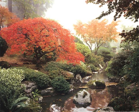 Framed Japanese Garden I Print