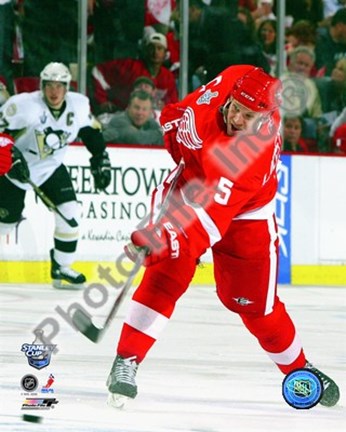 Framed Nicklas Lidstrom Game 1 of the 2008 NHL Stanley Cup Finals Action; #2 Print