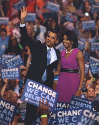 Framed Barack &amp; Michelle Obama at an election night rally at the Xcel Energy Center June 3, 2008 in St. Paul, Minnesota.; #77 Print