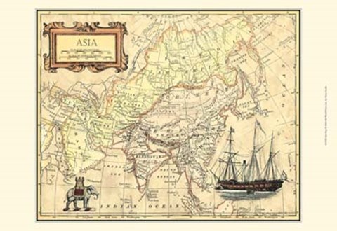 Framed Asia Map Print