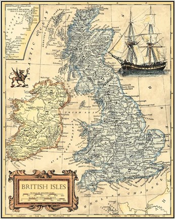 Framed British Isles Map Print