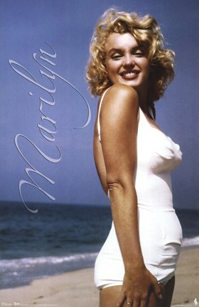 Framed Marilyn Monroe - Beach Pose Print