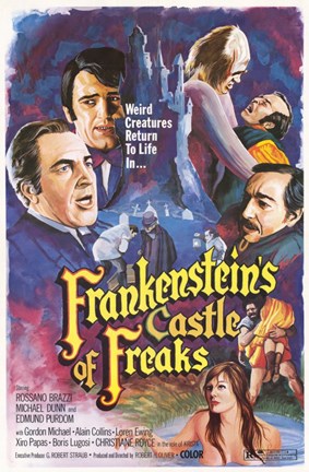 Framed Frankenstein&#39;s Castle of Freaks Print