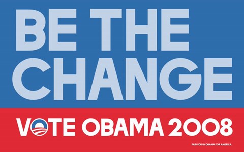 Framed Barack Obama - (Be The Change) Campaign Poster Print