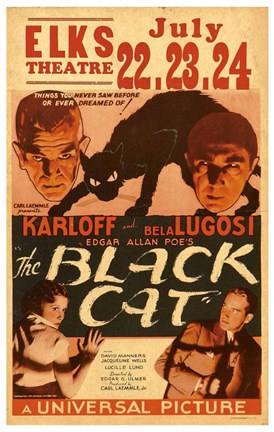 Framed Black Cat, c.1934 Print
