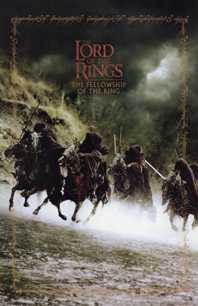 Framed Lord of the Rings: Fellowship of the Ring Battling on Horses Print