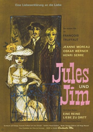 Framed Jules and Jim Moreau Werner Serre Print