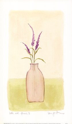 Framed Bottle With Flowers lV Print