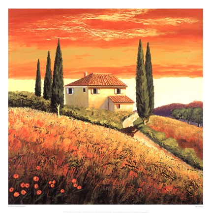 Framed Sunset Over Tuscany II Print