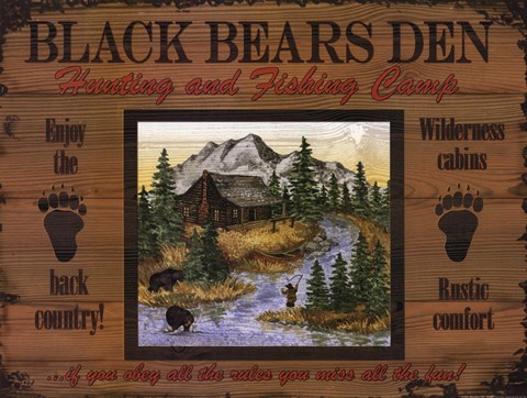 Framed Black Bears Den Print