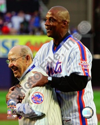 Framed Yogi Berra &amp; Darryl Strawberry Final Game at Shea Stadium 2008 Print