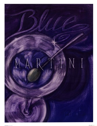 Framed Blue Martini Print