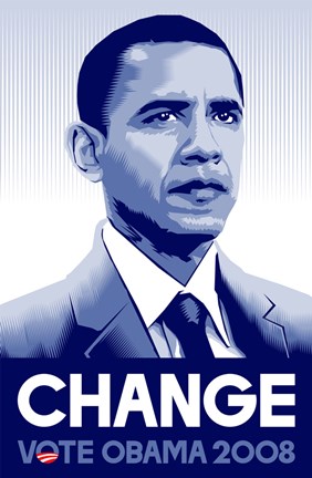 Framed Barack Obama - (Change) Campaign Poster Print