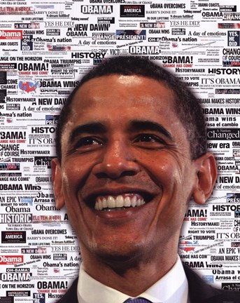 Framed Obama - Headlines Print