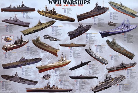 Framed World War II War Ships Print