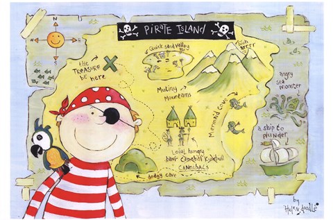 Framed Map of Pirate Island Print