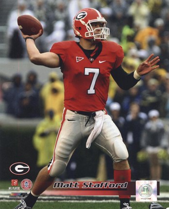 Framed Matt Stafford Georgia Bulldogs 2008 Action Print