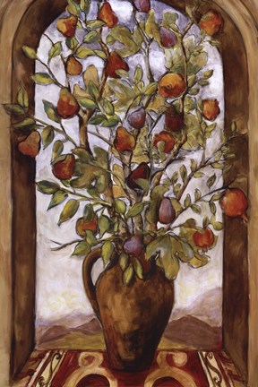 Framed Bouquet Of Figs, Pears And Pomegranates Print