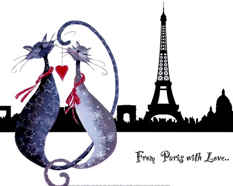Framed From Paris with Love Catitudes Print